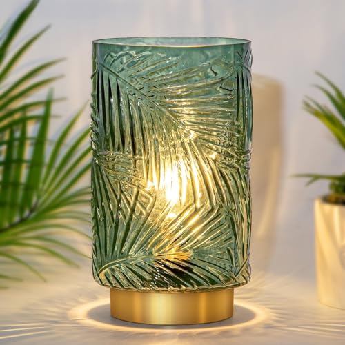 MJ PREMIER Battery Operated Table Lamp, Cordless Lamps for Home Décor, Nightlight with LED Bulb with Timer for Living Room Bedroom Tabletop Entryway Centerpiece Gift(S Green) - Image 1