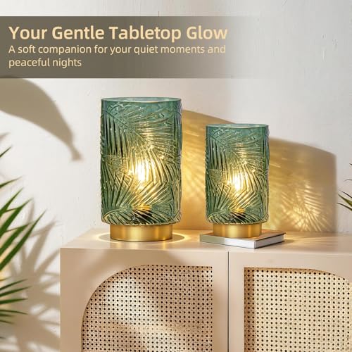 MJ PREMIER Battery Operated Table Lamp, Cordless Lamps for Home Décor, Nightlight with LED Bulb with Timer for Living Room Bedroom Tabletop Entryway Centerpiece Gift(S Green) - Image 2