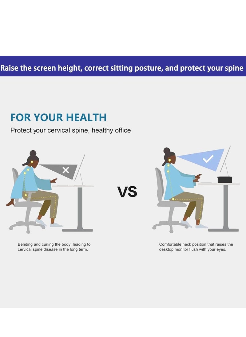 Monitor Stand, 2 Tier Wooden Monitor Stand with Storage Cabinet, Multi-Purpose Desktop Organiser for Computer, Laptop, Printer