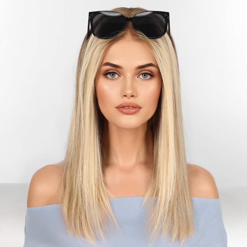 KKU 16 Inch Ombre Blonde Brown Wig Human HairHuman Hair Wigs for Women5x5 Lace Front Wigs for women - Image 2