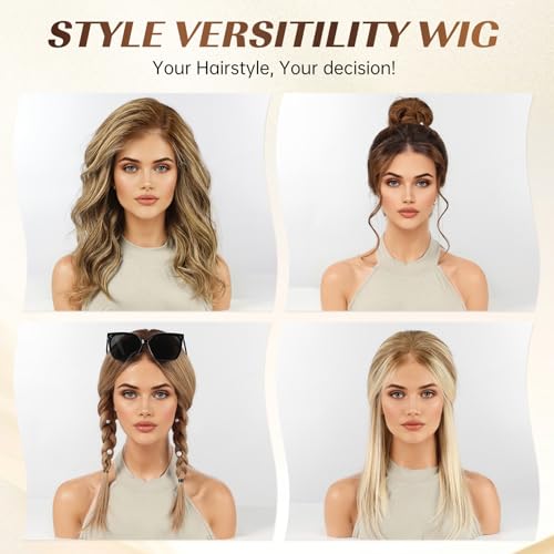 KKU 16 Inch Ombre Blonde Brown Wig Human HairHuman Hair Wigs for Women5x5 Lace Front Wigs for women - Image 3