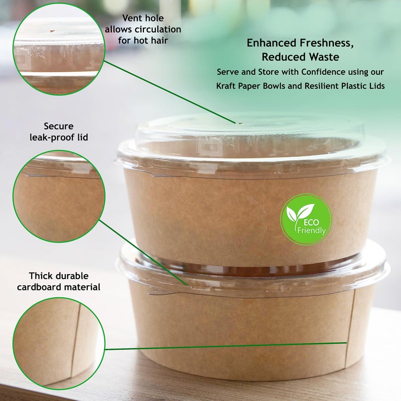 Galashield Disposable Bowls with Lid | Meal Prep Paper Bowls | To Go Salad Ramen Food Containers with Lids (25 oz - 50 Sets) - Image 5