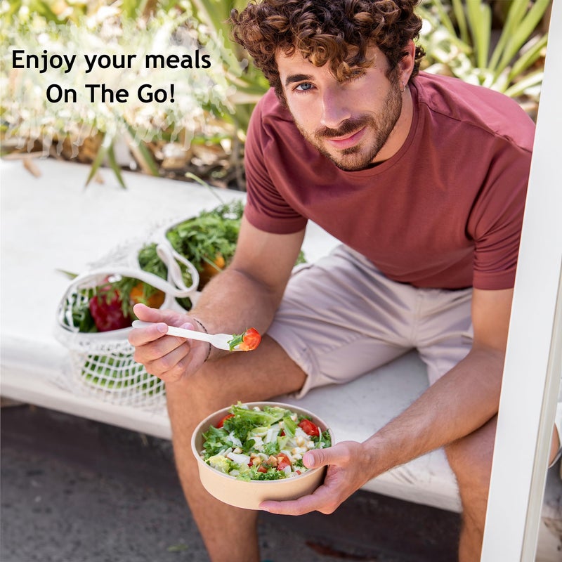 Galashield Disposable Bowls with Lid | Meal Prep Paper Bowls | To Go Salad Ramen Food Containers with Lids (25 oz - 50 Sets) - Image 3