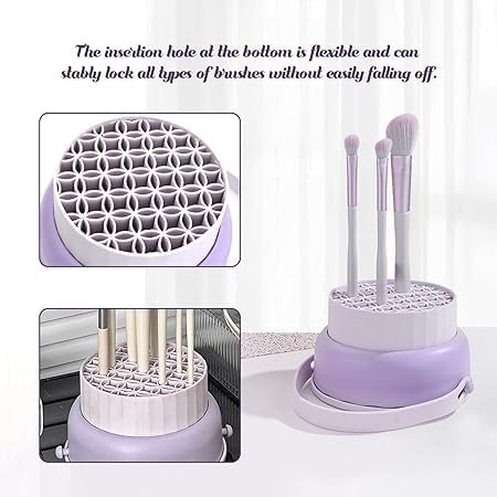 TAMADAA HR MALL 3in1 Makeup Brush Cleaning Bowl Foldable Makeup Brush Cleaner Bowl Portable Travel Beauty Brush Scrubber with Handle Reusable Makeup Brush Cleaner Mat and Dryer Tray - Image 3
