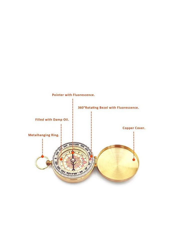 SYOSI - Classic Pocket Style Camping Old Fashioned Copper Compass - Image 1