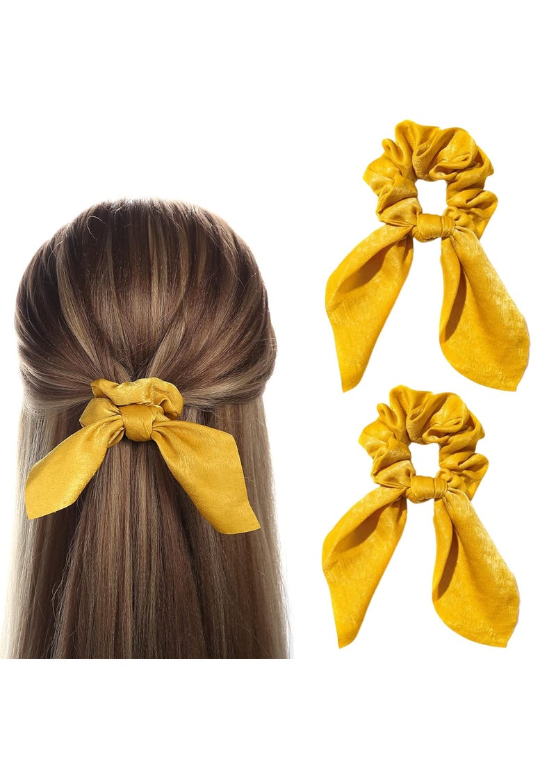 AEGYPIUS AEGYPIUS 2Pcs Silk Hair Ties Hair Bows for Women Butterfly Bow Scrunchies  Ideal for Parties  Everyday Use  Yellow 