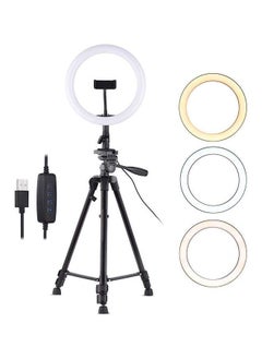Generic Dimmable 10-Inch LED Ring Light With Tripod Stand White/Black/Gold  - Image 1