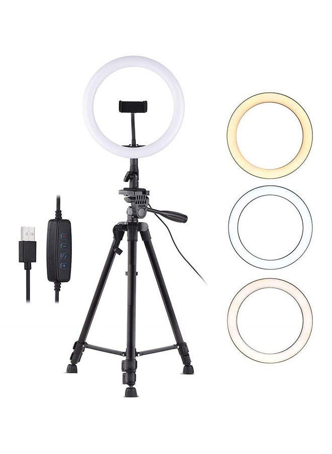 Generic - Dimmable 10-Inch LED Ring Light With Tripod Stand White/Black/Gold - Image 1
