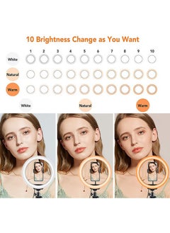 Generic Dimmable 10-Inch LED Ring Light With Tripod Stand White/Black/Gold  - Image 5