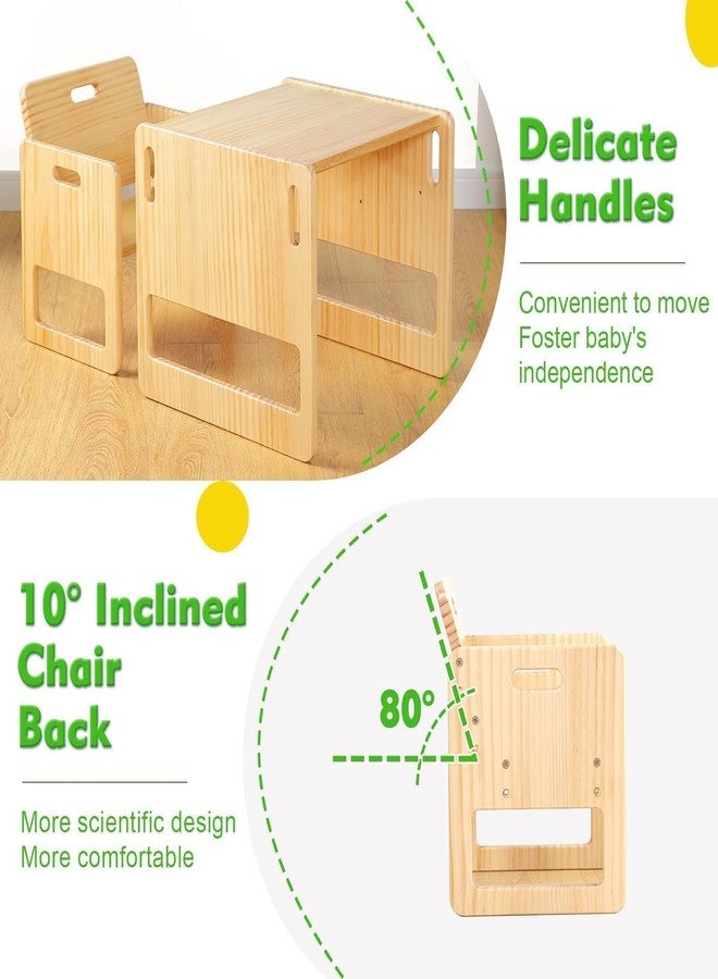 FUNLIO Montessori Weaning Table and Chair Set for Toddlers Age 1-3, Height Adjustable Toddler Table and Chair Set, Cube Kids Table Chair for Reading/Eating/Playing, Easy to Assemble, CPC Certified - Image 4