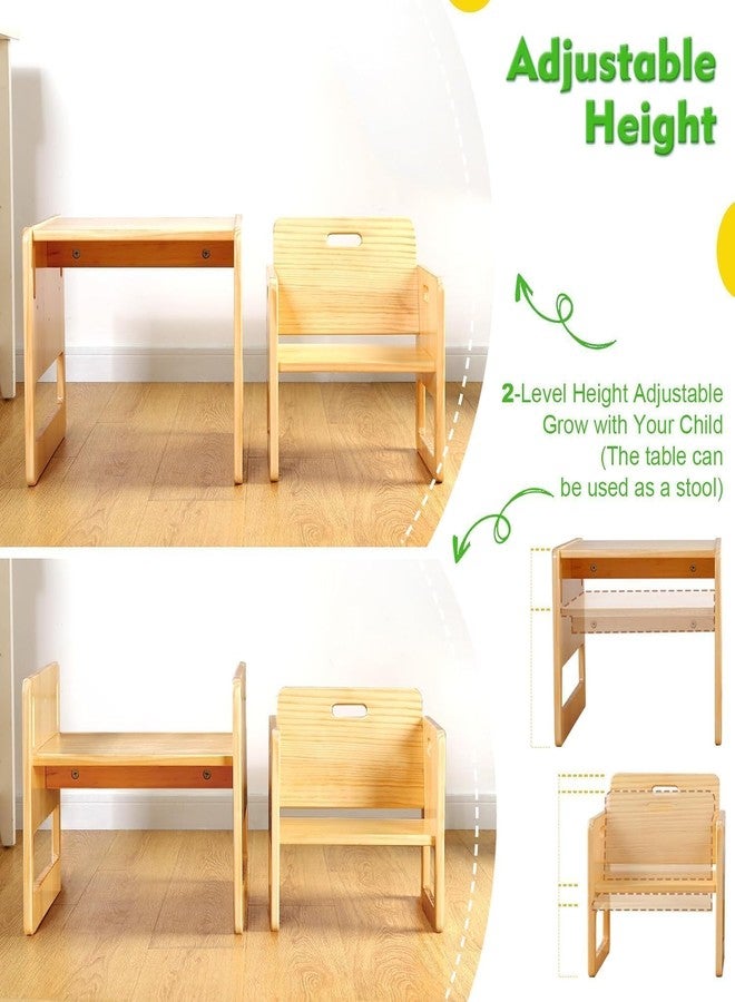 FUNLIO Montessori Weaning Table and Chair Set for Toddlers Age 1-3, Height Adjustable Toddler Table and Chair Set, Cube Kids Table Chair for Reading/Eating/Playing, Easy to Assemble, CPC Certified - Image 2
