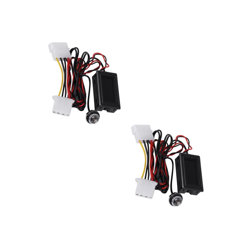 2pcs Digital Pointer Temperature Detector 4 Pin Power Plug PC Water Cooling 5V-24V (Black) - Image 1