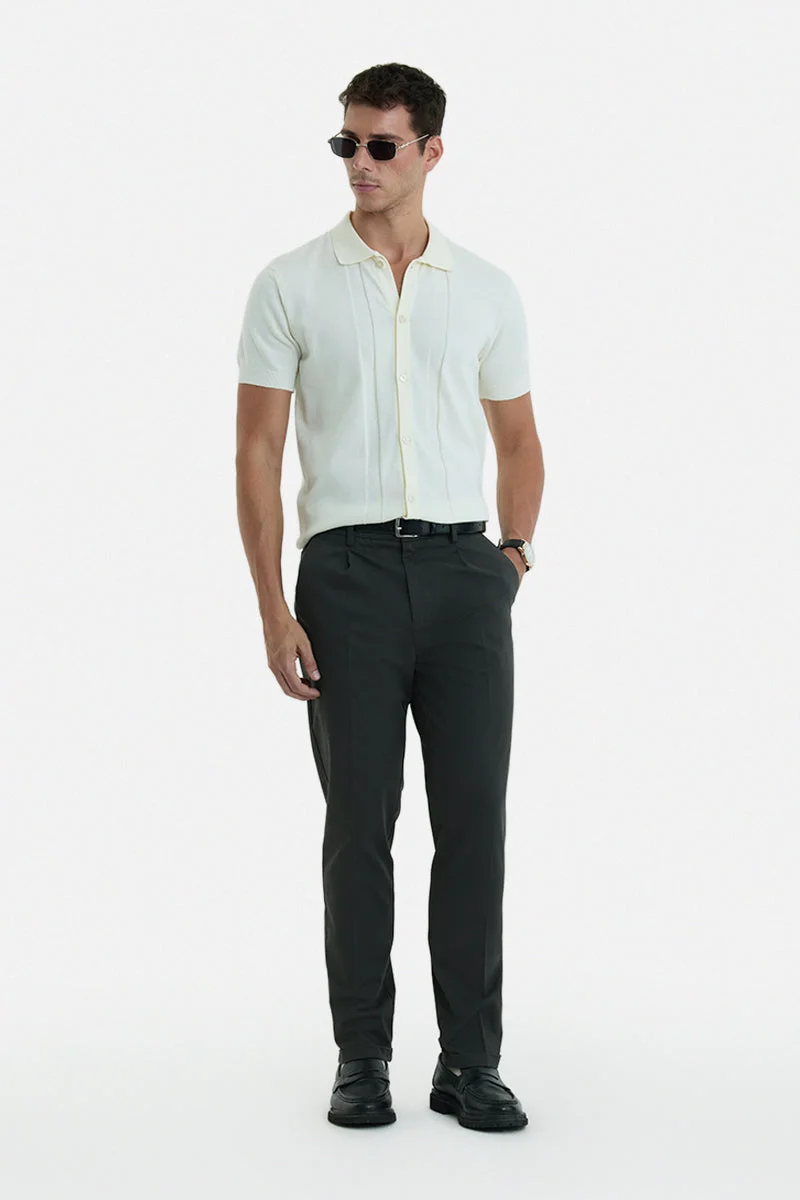 SNITCH Dark Grey Solid Slim Fit Casual Chinos