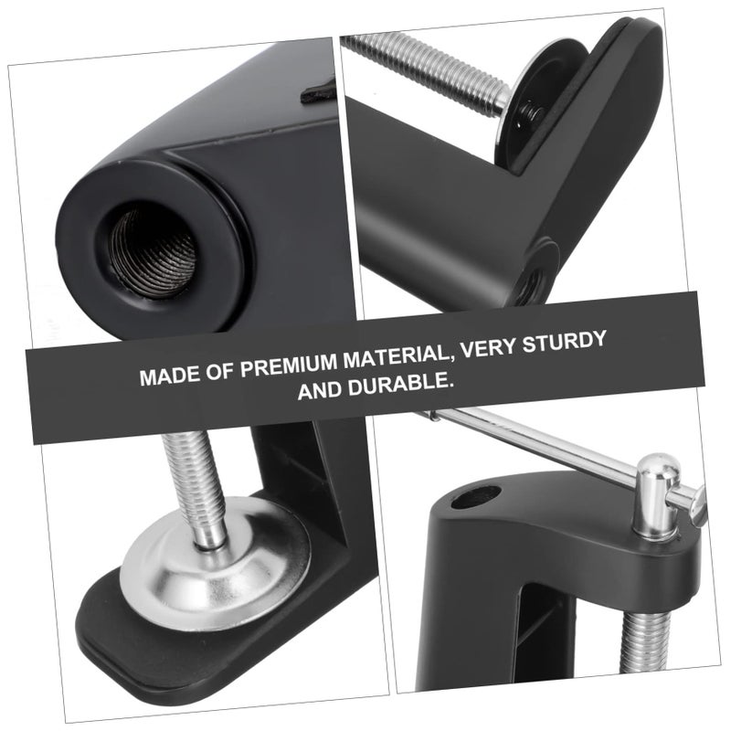 Black Metal Clamp Holder for Desk Lamp Microphone and Lighting Easy Install Positioning Screw - Image 3