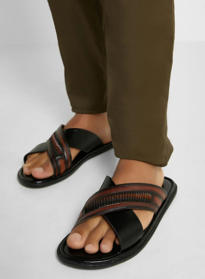 Robert Wood Cross Strap Sandals