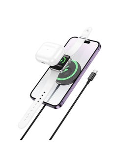 hoco CW50 Fast 3 in 1 MagSafe Magnetic Wireless Fast Charger(Black)