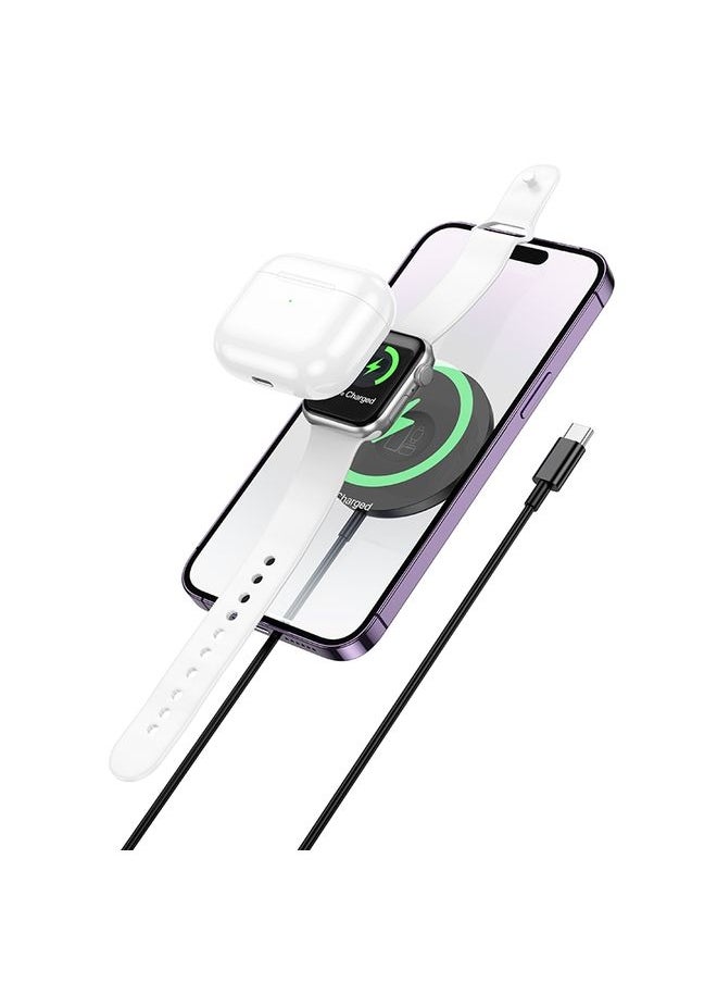 Hoco - hoco CW50 Fast 3 in 1 MagSafe Magnetic Wireless Fast Charger(Black) - Image 1