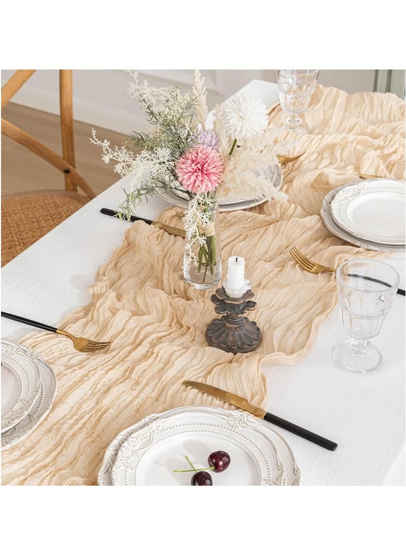 Cheesecloth Table Runner, 90 x 400 cm Boho Gauze Table Decor, Translucent Tablecloth for Wedding Reception Bridal Shower Party Decoration Table Centerpiece  - Image 5