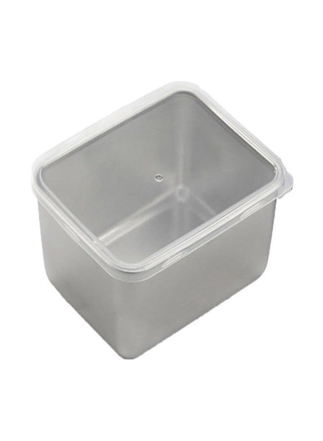 DISHIV Square Plate with Lid, Stainless Steel Rectangle Food Storage Box Container, Stainless Steel Trays, Microwave Ovens and Ovens Safe Can Be Heated, Easy to Clean(450 ML) - Image 1
