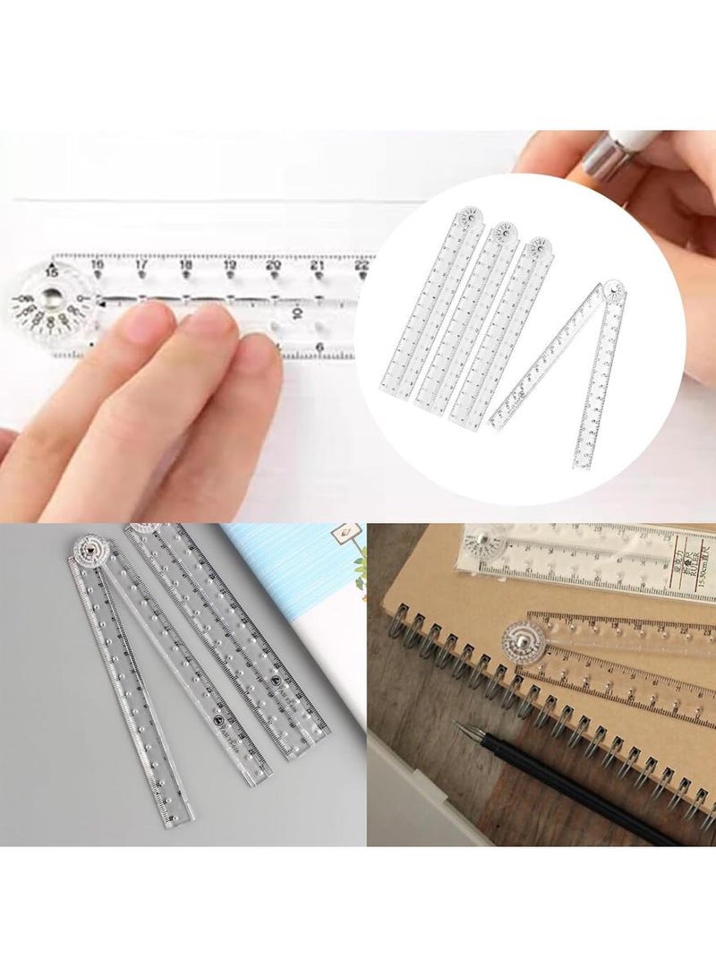 PAPERSAY 4 PCS Foldable Ruler, 30cm Foldable Ruler, 15cm Transparent Straight Ruler, Clear Geometric Measuring Tool, for School, Home, Lineman Carpenter Electrician Engineers or Office Use - Image 5