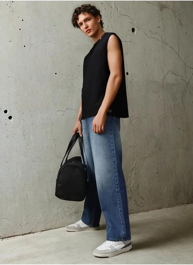 HIGH STAR Men Relaxed Fit Cotton Updated Solid Sleeveless T-shirt