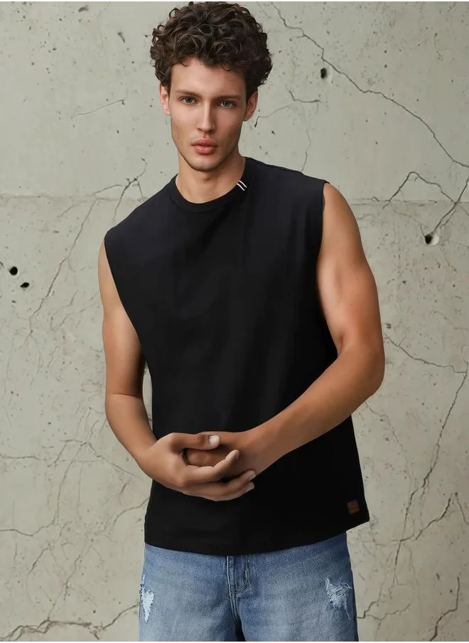 HIGH STAR Men Relaxed Fit Cotton Updated Solid Sleeveless T-shirt