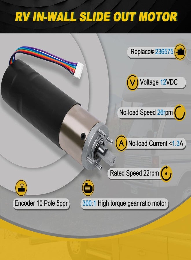 FHRHRY 236575, Rv In-Wall Slide-Out Motor Compatible With Lippert Schwintek Slide System, Ig-42 10Mm Assembly, For Travel Trailer And Camper | 300:1 High Torque Gear Ratio, 12V - Image 3