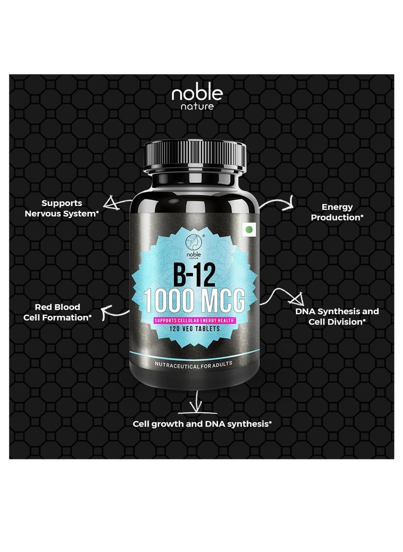 noble nature Vitamin B12 1000 mcg, Dietary Supplement For Energy Metabolism Support 120 Tablets, 120 Days Supply  - Image 3
