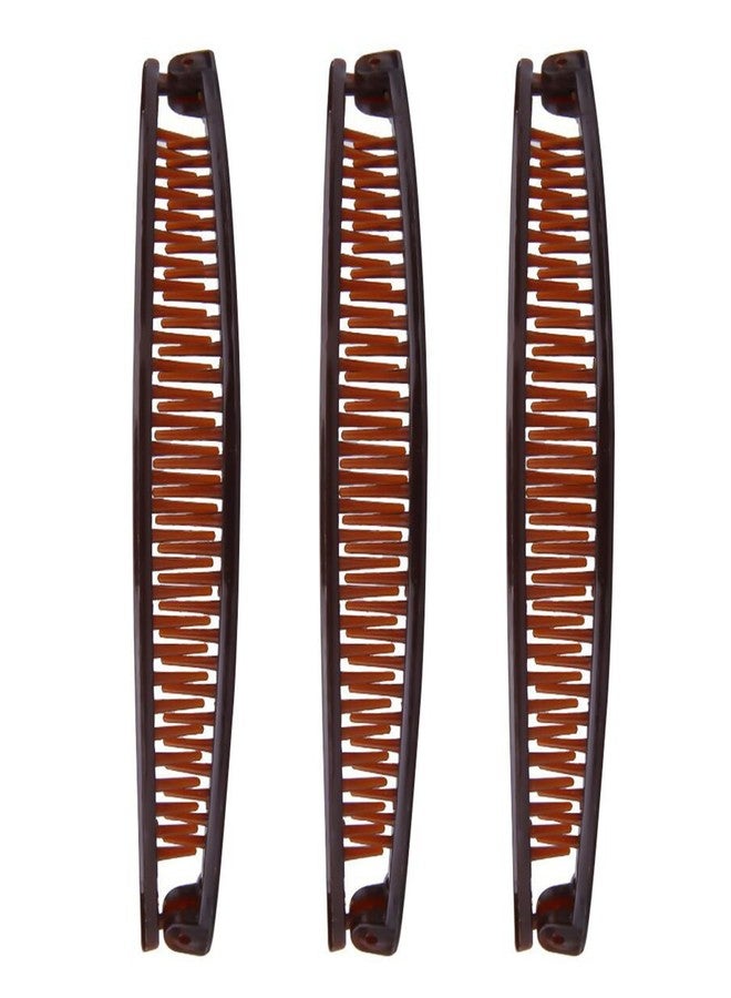 1st Choice 3 Pieces Clincher Combs Banana Combs Banana Clip Grip Comb Fishtail Fish Hair Lady Fish Shape Ponytail Banana Clip Girls Long Women Clamp Accessory (Brown) - Image 1