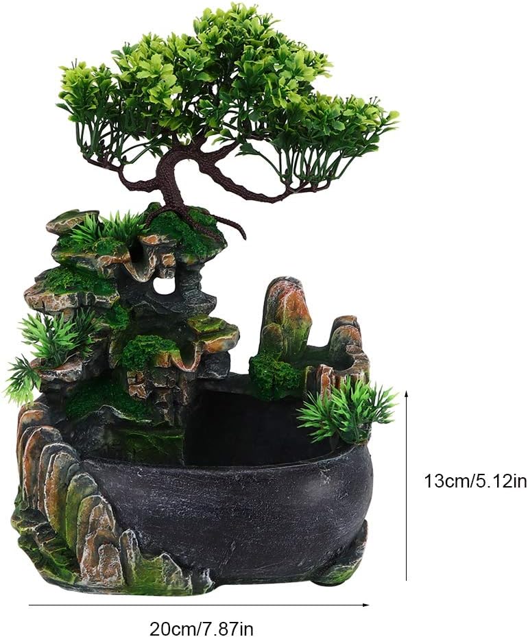 klarako Indoor Fountain, Tabletop Water Fountain Desktop Zen Meditation Waterfall Fountain with Rockery, Plant, Atomizing Humidifier for Office, Home, Bedroom Desk Décoration(US 110V) - Image 3
