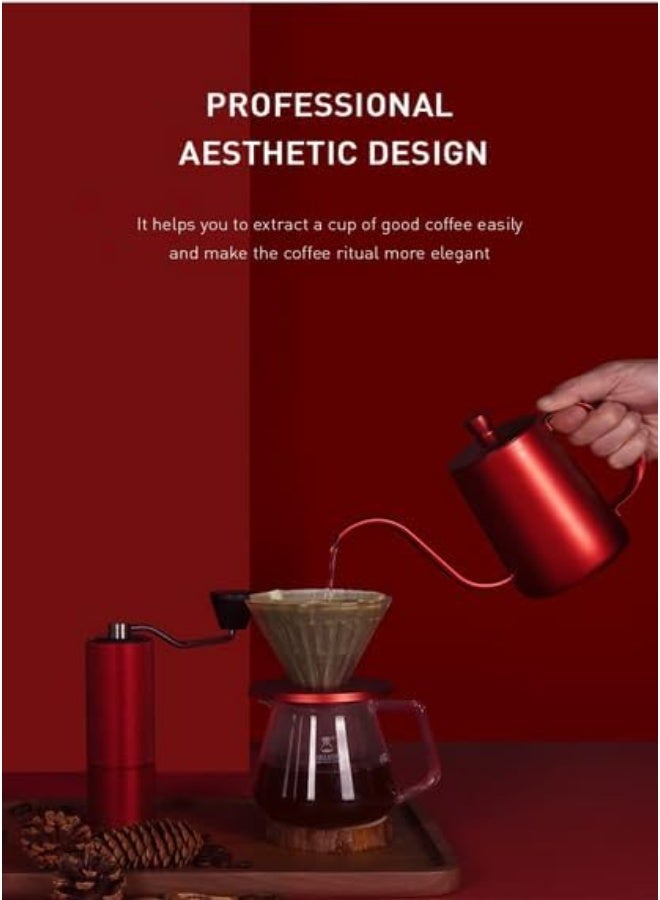 TIMEMORE-Premium Pour Over Coffee Set, Glass Server with Red Gooseneck Kettle and Manual Grinder, Professional Drip Coffee Maker Kit - Image 2