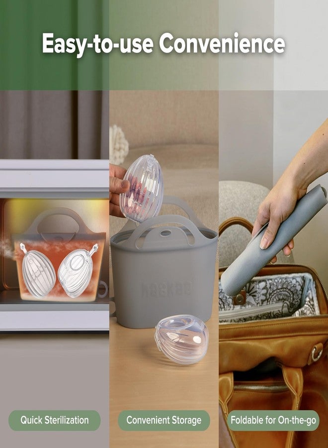 haakaa Wearable Silicone Breast Pump with Steriliser Bag, 2-in-1 Hands-Free Passive Breast Milk Catcher for Nursing Mom, Breastfeeding Essentials, 2-Pack 75ml Pumps & 1 Steriliser Bag - Image 5