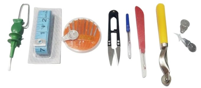 BRAND SEAM RIPPER MEASURING TAPE THREAD CUTTER TOOL MARKING WHEEL 25 PIECES HAND SEWING NEEDLE SET WITH NEEDLE THREADER AND BOBBIN WINDER TOOL COMBO PACK