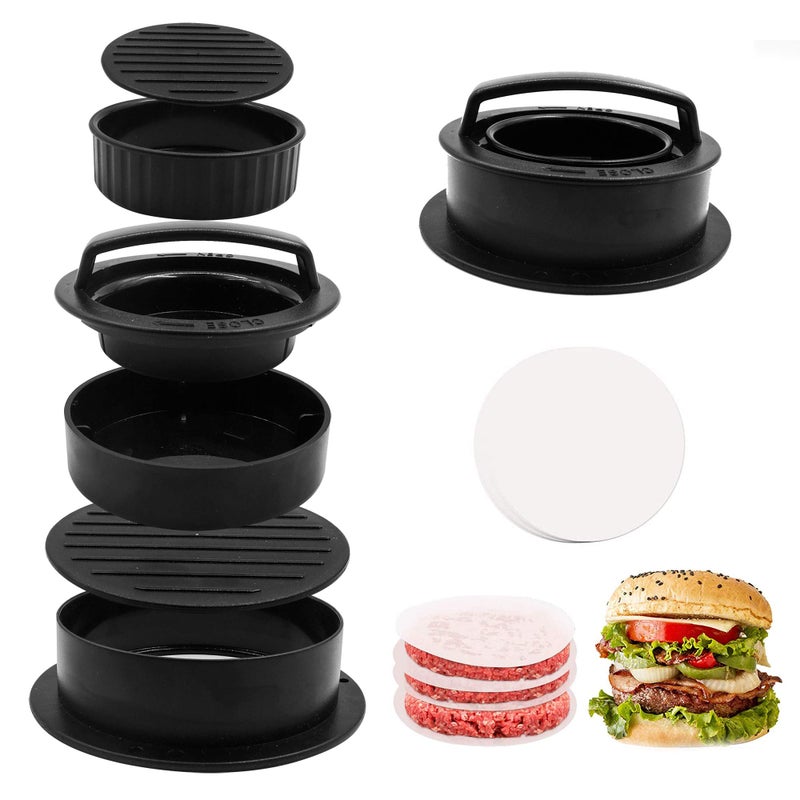 AIRGAME TCAIRG Hamburger Maker Different Size Patty Molds Works Best for Stuffed Burgers Press Sliders Regular Beef Burger100 Wax Papers