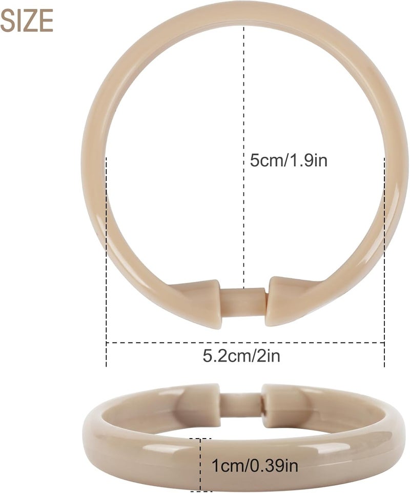 Qulable Beige Shower Curtain Hooks - 12 Pcs Circular Plastic Shower Curtain Rings for Bathroom - O Shaped Ivory Cream Shower Hooks Rings for Shower Curtain Rod - Image 4