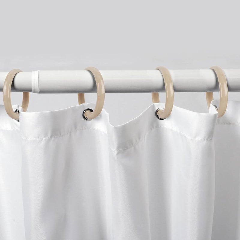 Qulable Beige Shower Curtain Hooks - 12 Pcs Circular Plastic Shower Curtain Rings for Bathroom - O Shaped Ivory Cream Shower Hooks Rings for Shower Curtain Rod - Image 5