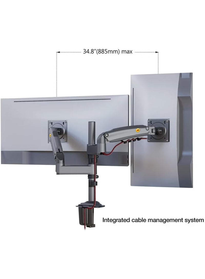 ان بي حامل شاشة مزدوج NB H180 لمكتب العمل - ذراع غاز مرن لشاشات 17"-27" - Image 3