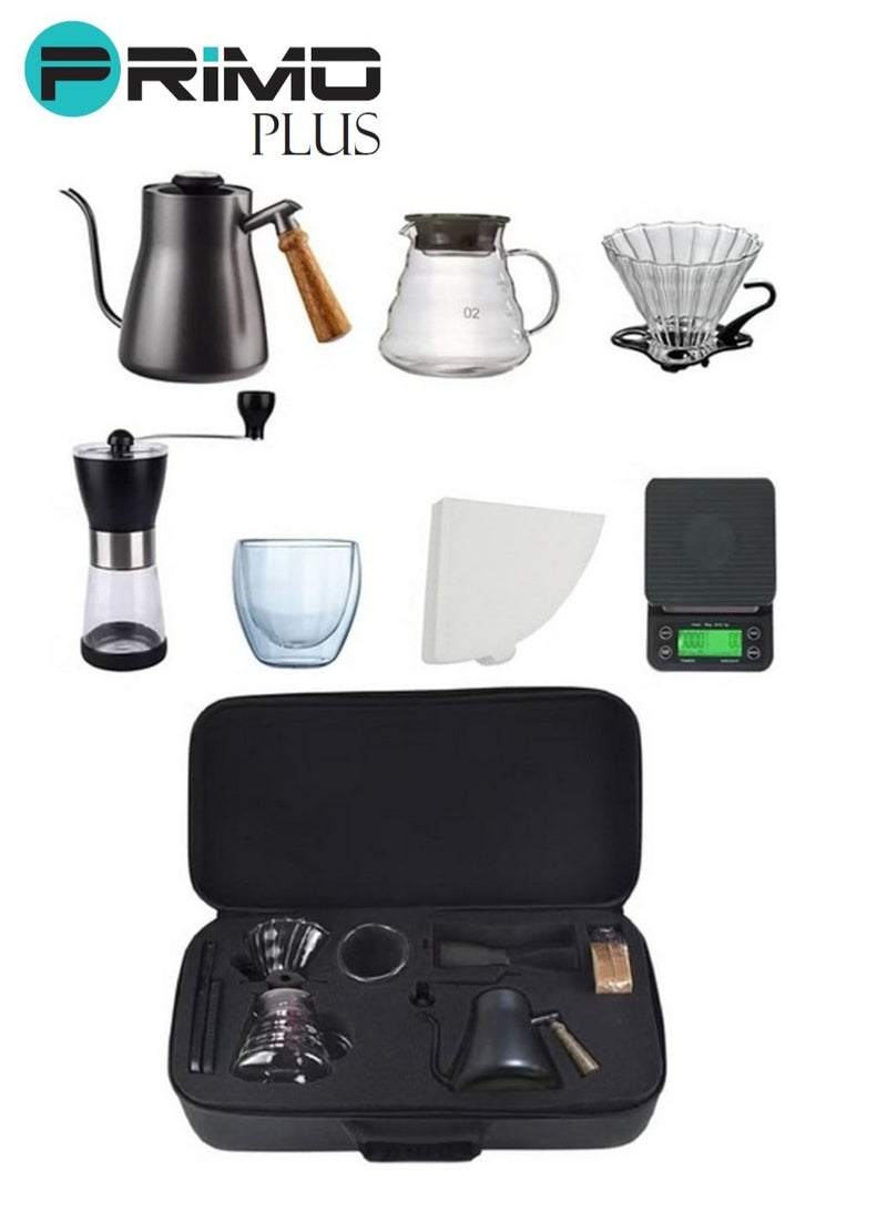 PRIMO PLUS V60 Drip Coffee Set,7-Piece Hand Brewing Coffee Maker Set,Pour Over Coffee Machine Accessories Kit All In 1 Portable Travel Bag  - Image 1