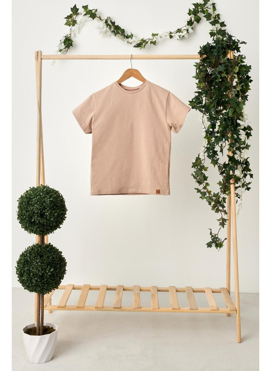 Babygiz Light Brown Boy Short Sleeve Crew Neck Anti-Sweat, Comfortable Cotton Combed T-Shirt  - Image 3