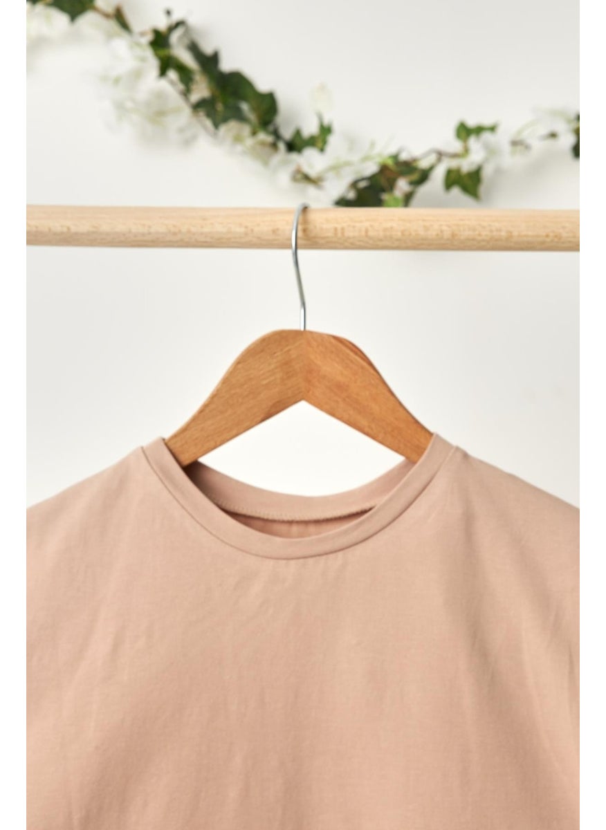 Babygiz Light Brown Boy Short Sleeve Crew Neck Anti-Sweat, Comfortable Cotton Combed T-Shirt  - Image 2