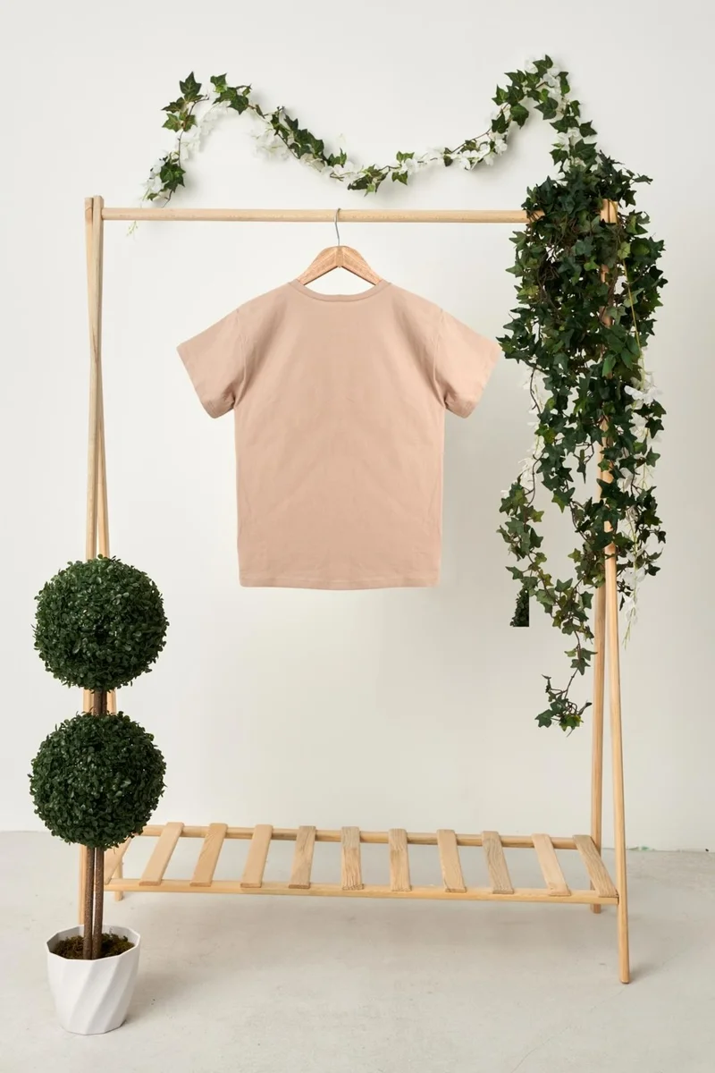 بيبيجيز Light Brown Boy Short Sleeve Crew Neck Anti-Sweat, Comfortable Cotton Combed T-Shirt