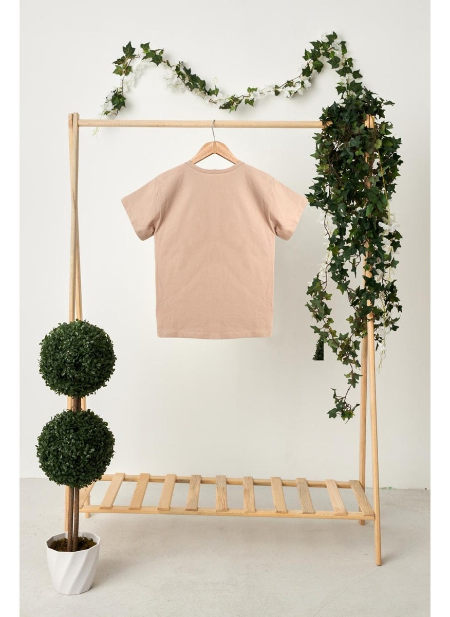 Babygiz Light Brown Boy Short Sleeve Crew Neck Anti-Sweat, Comfortable Cotton Combed T-Shirt  - Image 4