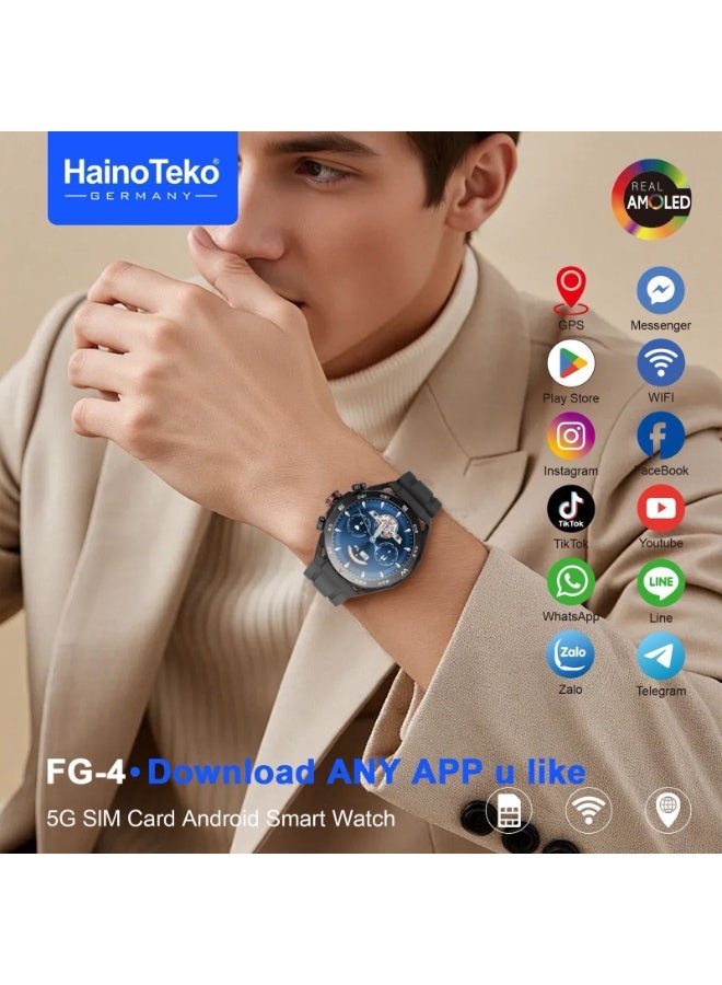 Haino Teko HainoTeko FG-4 5G Android Smart Watch with Real AMOLED Display SIM Support Designed for Men Black - Image 3