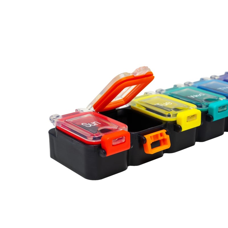 EZY DOSE Weekly (7-Day) Pill Planner, Medicine Case, Vitamin Organizer Box, Waterproof Locking Compartments to Secure Prescription Medication and Prevent Accidental Spilling, Rainbow - Image 5