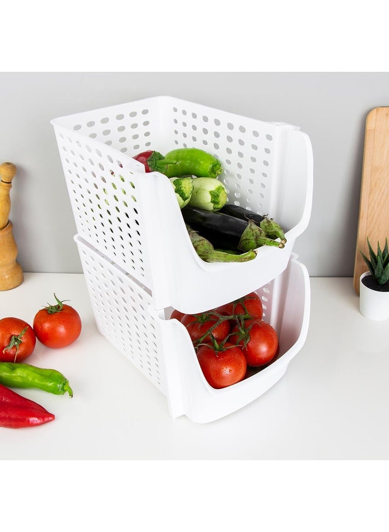 2-Piece Stackable Basket Refrigerator Basket Refrigerator Crisper - pzsku/ZE75CE03D9C920510D0CEZ/45/_/1725792126/074b6ee8-c5e0-4fe4-a026-c261a541376e