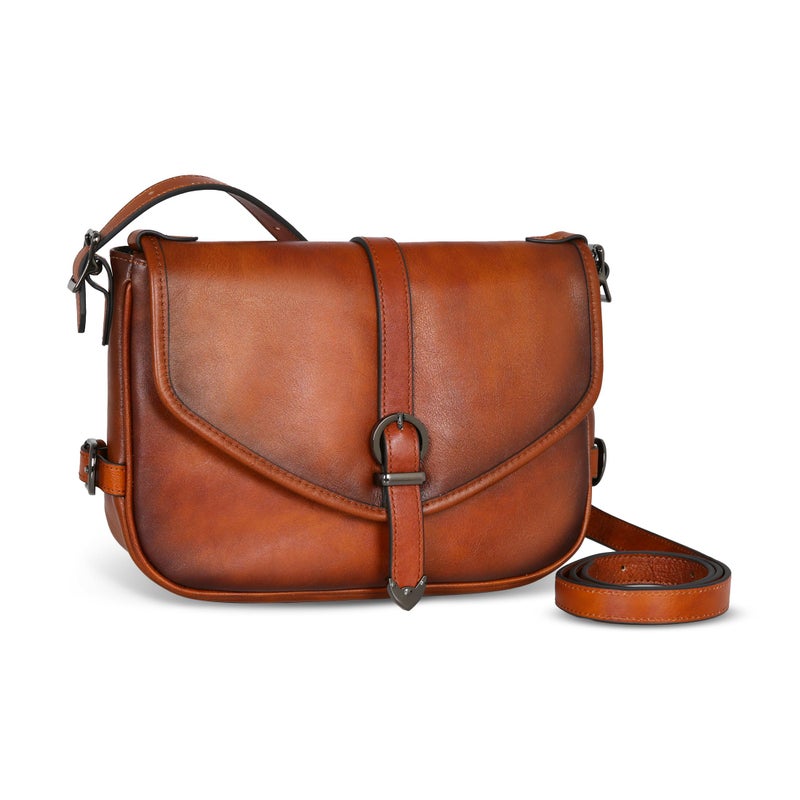 Iswee Brown Cross Body Bag for Women Genuine Leather Shoulder Purse Vintage Small Handbags with Adjustable Strap for Travel Work and Daily Use (Brown) - Image 1