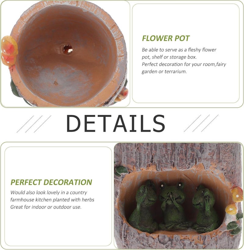 Tinksky وعاء نباتات السدوم الأخضر اللطيف على شكل ضفدع مزهر من تينكسي - Image 3