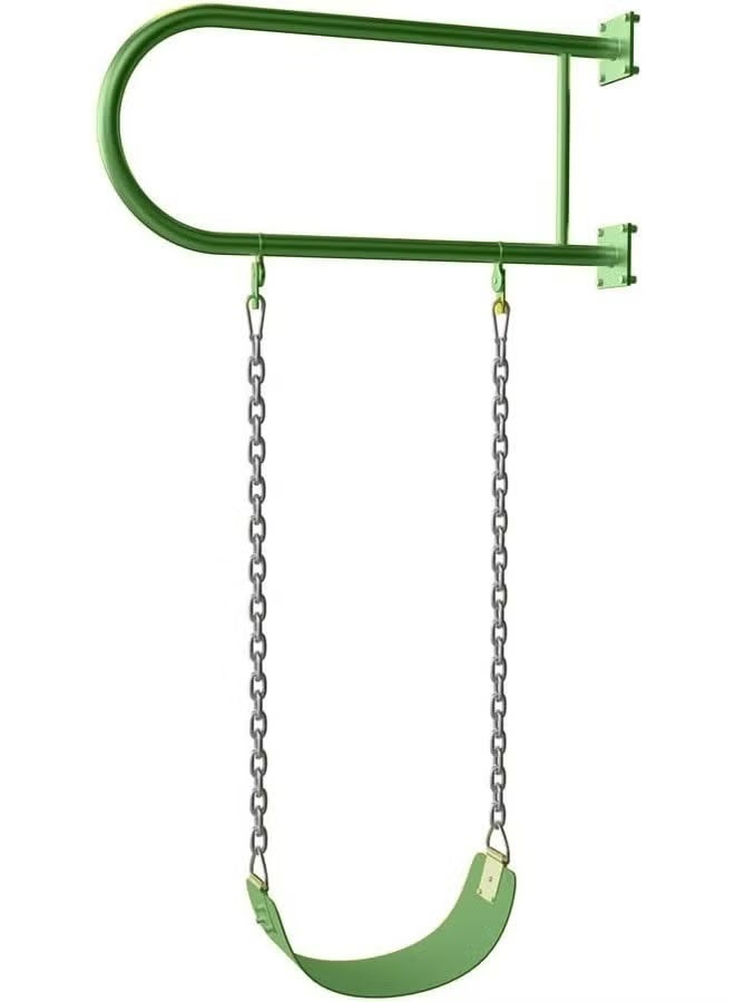 فيتنس ورلد فيتنس وورلد مقعد حديدي متأرجح عالي التحمل مع قضيب حديدي، سلسلة مغطاة بالبلاستيك وخطافات كبس، رائع للملعب والفناء الخلفي وغرفة اللعب (أخضر) - Image 1