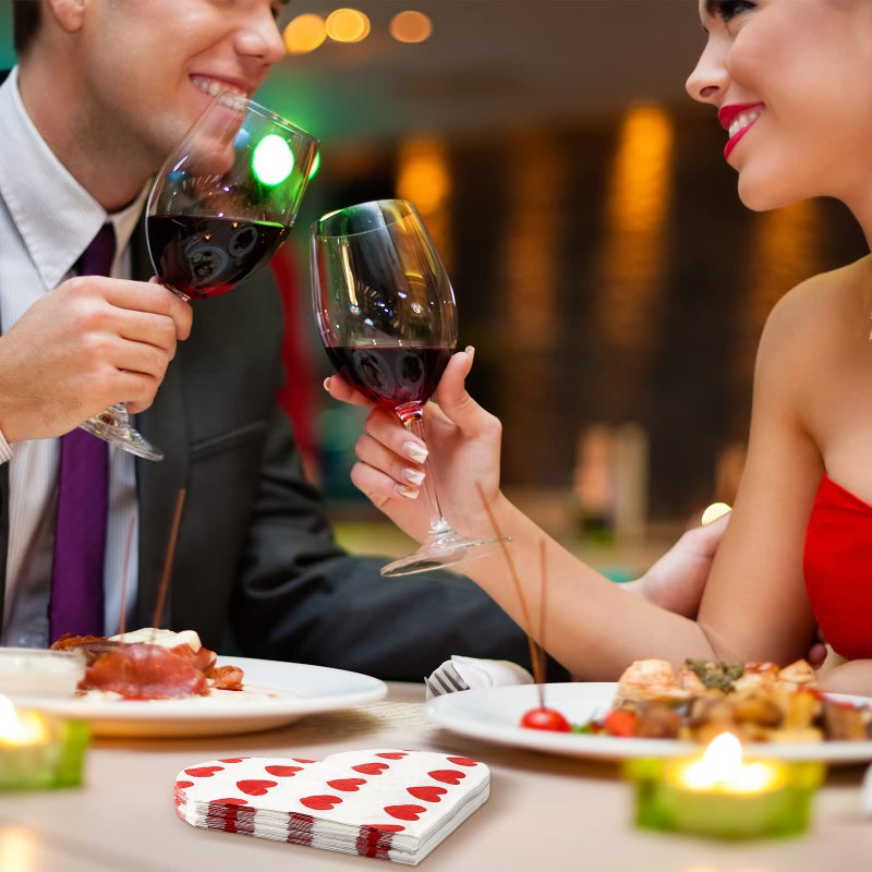 Outus 160 Pack Valentine's Day Cocktail Napkins Heart Shaped 6.5" x 6.5" Disposable Cocktail Paper Napkins for Valentine's Day Galentine's Party Wedding Gifts Decoration Favor Supplies - Image 5