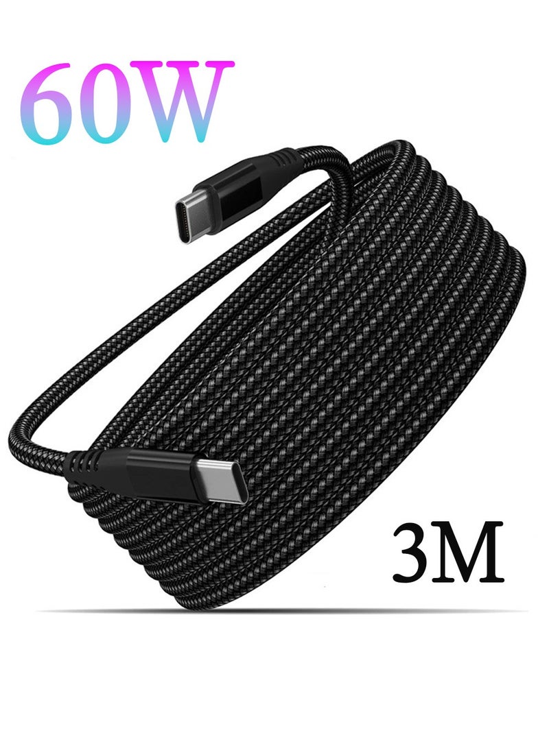 X-level USB-C to USB-C Cable 60W 10FT 2Pack, USB C Cable 3.0, Long Fast Charging Type C Cord for Samsung Galaxy S25Ultra/S24Ultra/S23/S22/S21,iPhone 16 Series,Apple iPad Mini 6/Pro/Air 4, Moto razr+, Google Pixel 7a, Switch, Black - Image 1